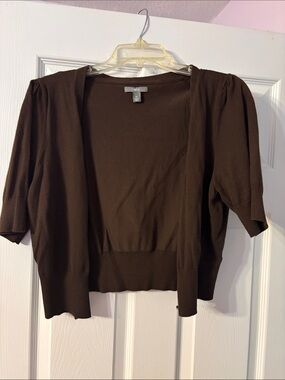 Apt 9 Brown Cropped Open-Front Cardigan